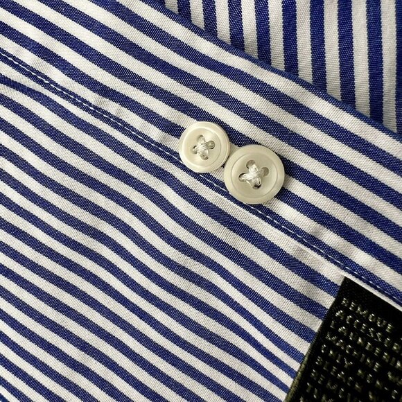 Lauren Ralph Lauren Blue White Pinstripe Button Down Shirt Size Large - Picture 8 of 8